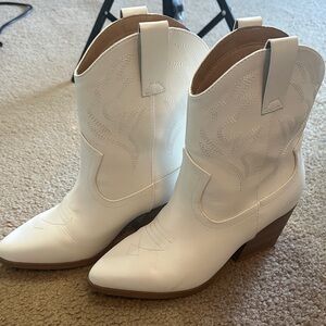 Soda White Western Ankle Booties